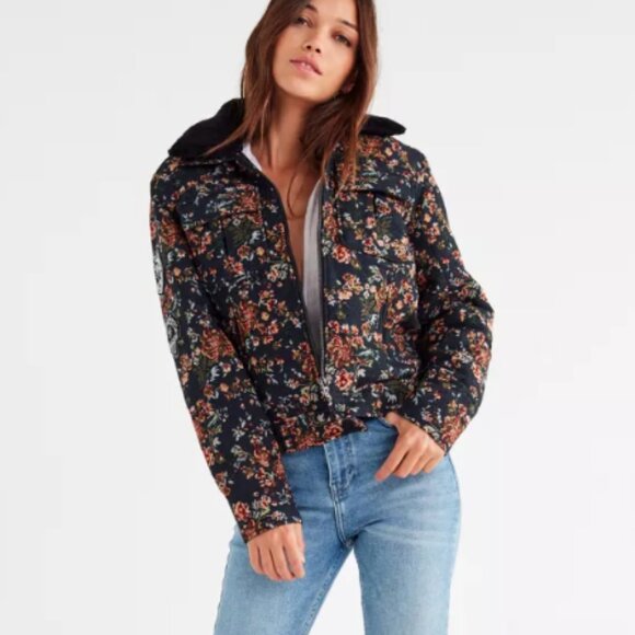 Blank NYC Tapestry Flight Floral Printed Bomber Jacket Size Large - Picture 1 of 15
